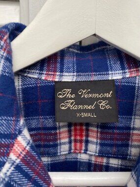 Vermont Flannel Company women’s red white & blue plaid flannel shirt XS